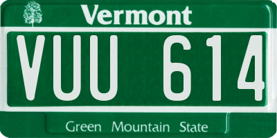 VT license plate VUU614