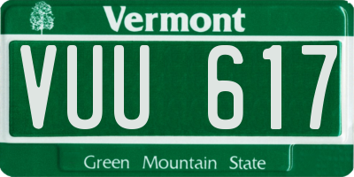 VT license plate VUU617