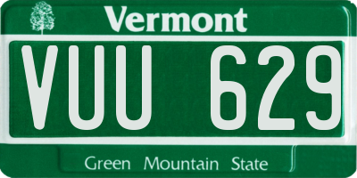 VT license plate VUU629