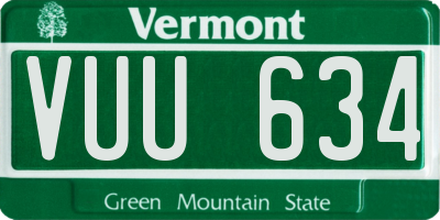VT license plate VUU634