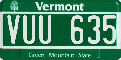 VT license plate VUU635