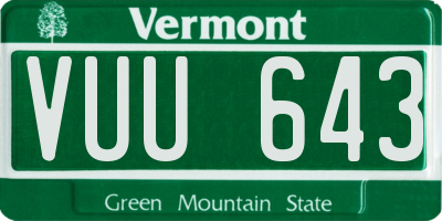 VT license plate VUU643