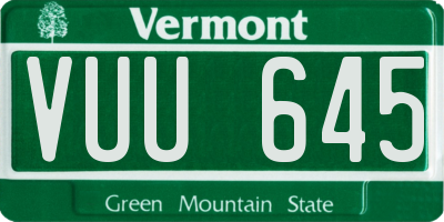 VT license plate VUU645