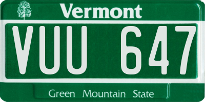 VT license plate VUU647