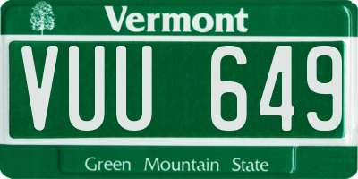 VT license plate VUU649