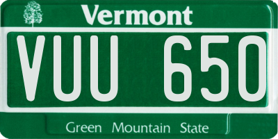 VT license plate VUU650