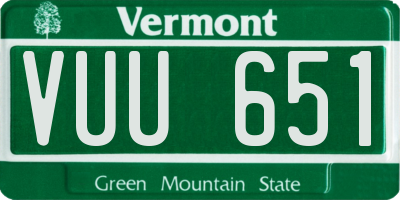 VT license plate VUU651