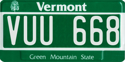VT license plate VUU668