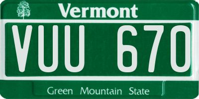 VT license plate VUU670