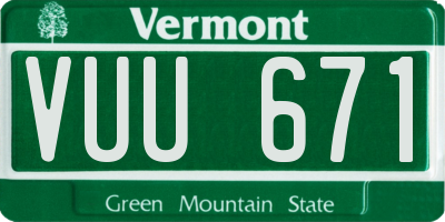 VT license plate VUU671