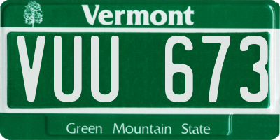 VT license plate VUU673