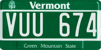 VT license plate VUU674