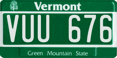 VT license plate VUU676