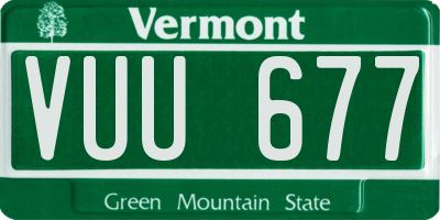 VT license plate VUU677