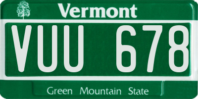 VT license plate VUU678