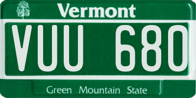 VT license plate VUU680