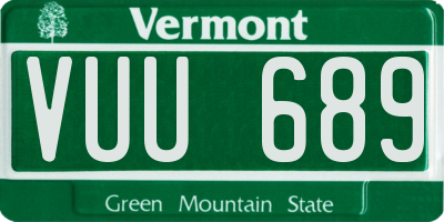 VT license plate VUU689