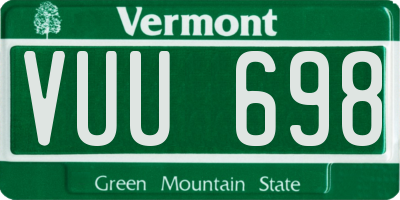 VT license plate VUU698