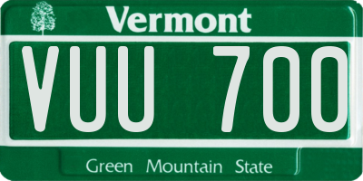 VT license plate VUU700