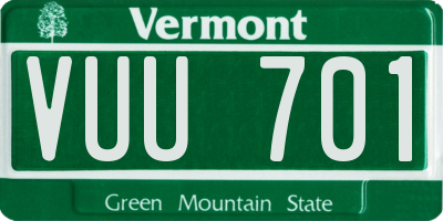 VT license plate VUU701