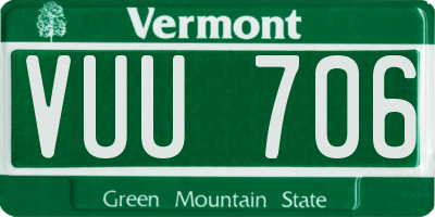 VT license plate VUU706