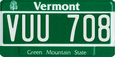 VT license plate VUU708