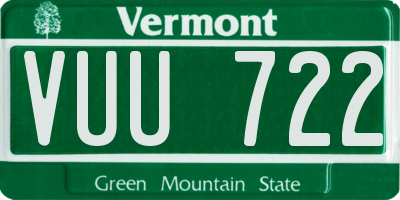 VT license plate VUU722