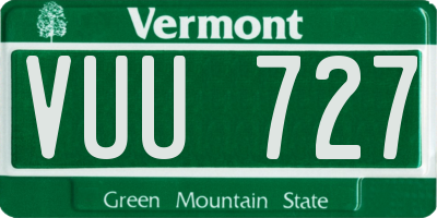 VT license plate VUU727