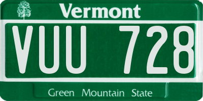 VT license plate VUU728