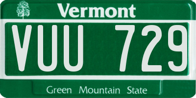 VT license plate VUU729