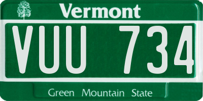 VT license plate VUU734