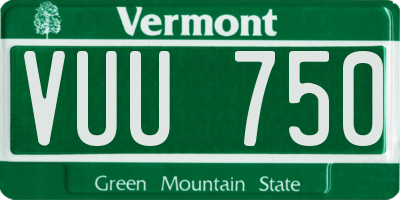 VT license plate VUU750