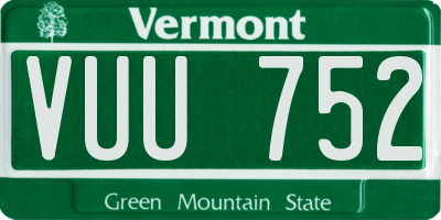 VT license plate VUU752