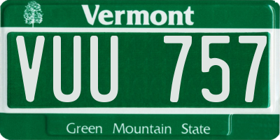 VT license plate VUU757