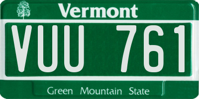VT license plate VUU761