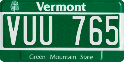 VT license plate VUU765