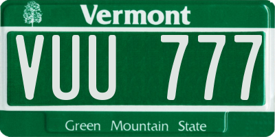 VT license plate VUU777