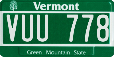 VT license plate VUU778