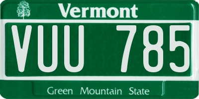 VT license plate VUU785