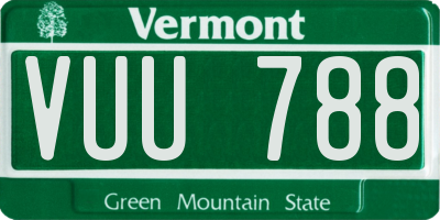 VT license plate VUU788