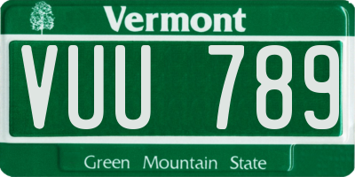 VT license plate VUU789
