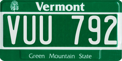 VT license plate VUU792