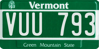 VT license plate VUU793