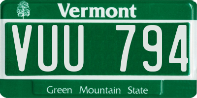 VT license plate VUU794