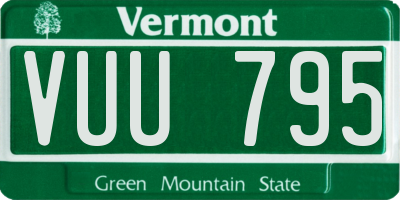 VT license plate VUU795