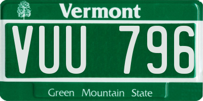 VT license plate VUU796