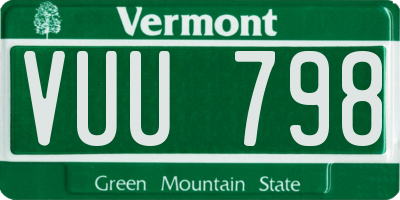 VT license plate VUU798