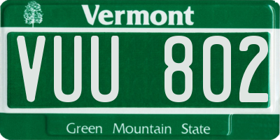 VT license plate VUU802