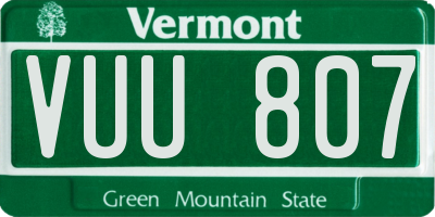 VT license plate VUU807