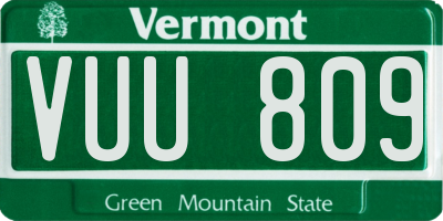 VT license plate VUU809